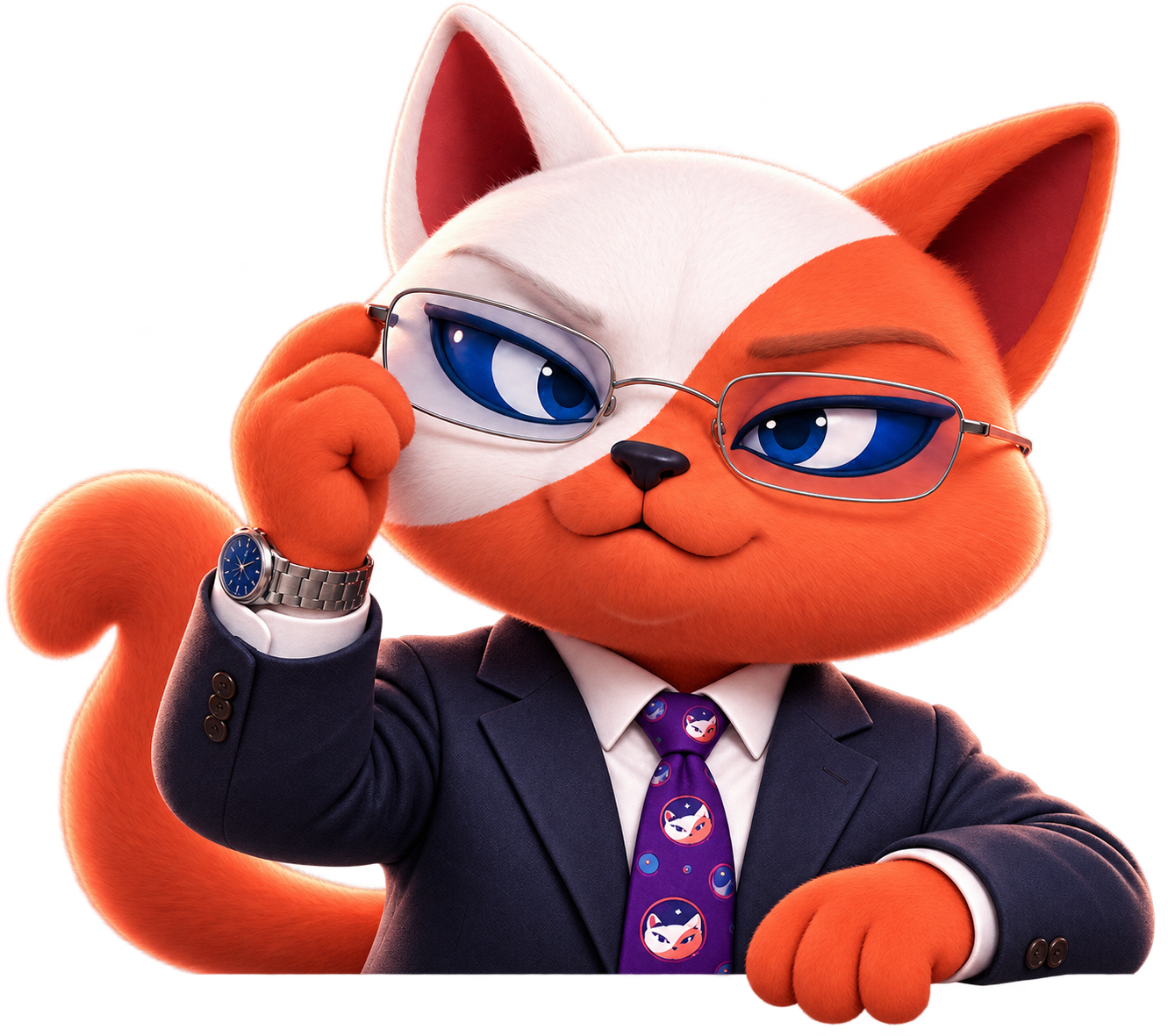QCAT adjusts his glasses and rests a coral paw over the menu frame